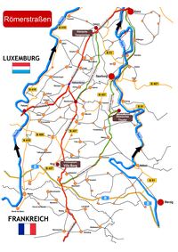 R&ouml;merstra&szlig;e von Metz &ouml;stlich der Mosel &uuml;ber den Saagau nach Trier