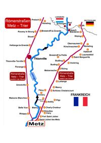 R&ouml;merstra&szlig;e von Metz westlich und &ouml;stlich der Mosel in Richtung Trier